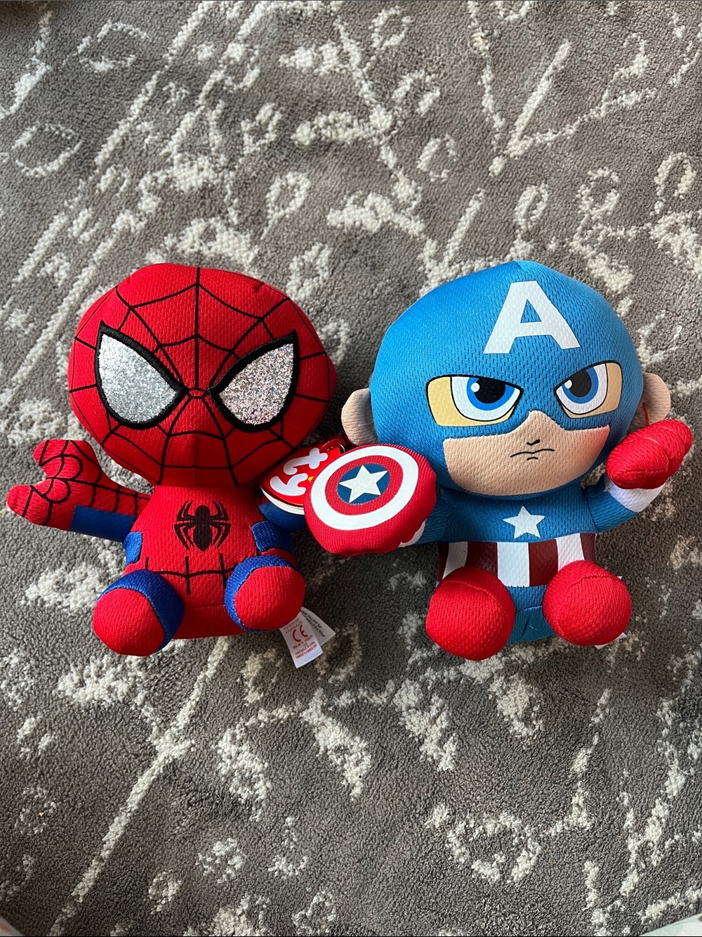 Marvel Spider-Man & Captain America Plush Ty Set 6”